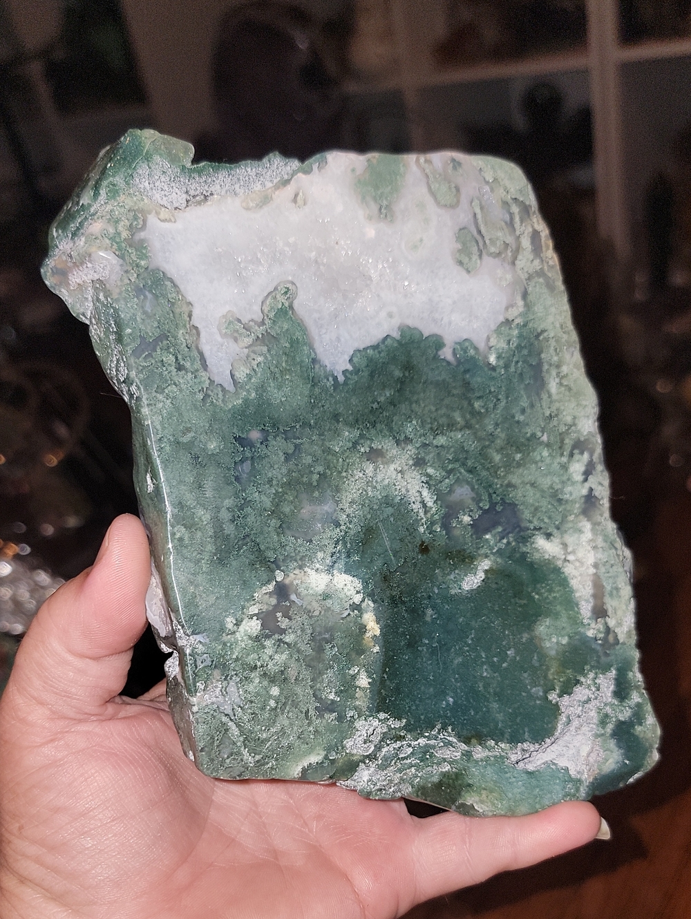 Green and White Decorative Moss Agate Slab - Home Accents 2 Pounds